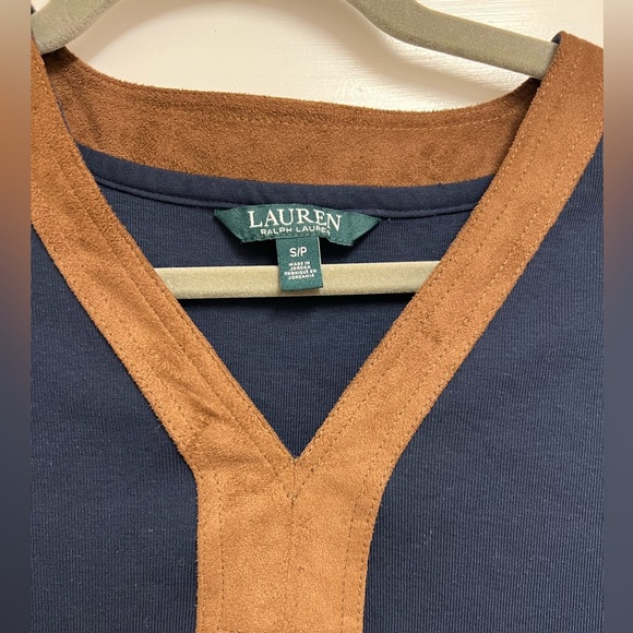 Lauren Ralph Lauren Navy and Brown V-Neck Tunic Small - Picture 4 of 7